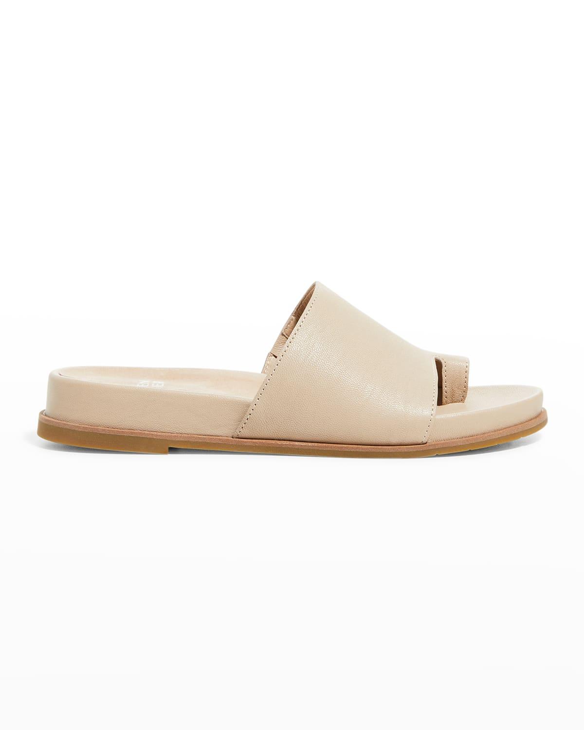Eileen Fisher Leather Toe-ring Slide Sandals in White | Lyst
