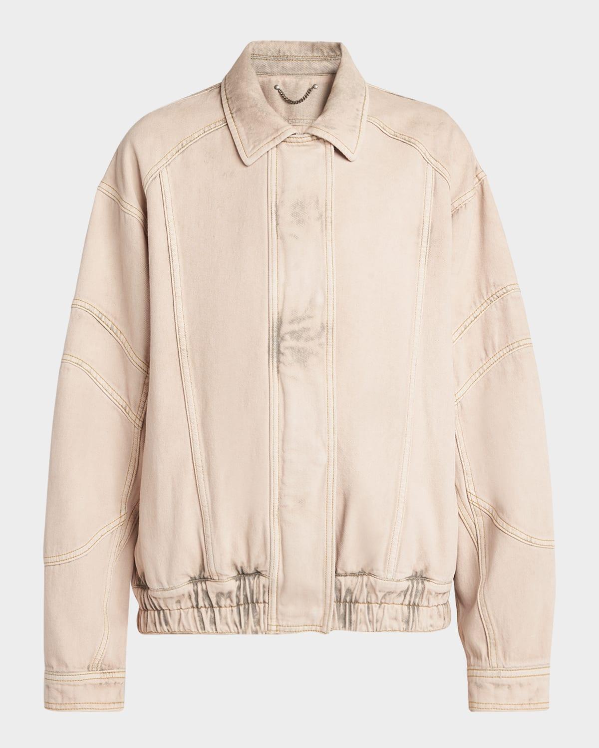 【関税&送料込】Golden Deluxe Brand Nancy Bomber Jacke Golden Goose Nancy Denim Bomber Jacket in Natural | Lyst