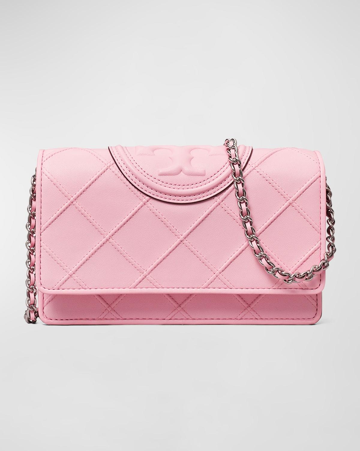 Tory Burch Fleming Woven Chain Wallet Shoulder Bag in Pink | Lyst