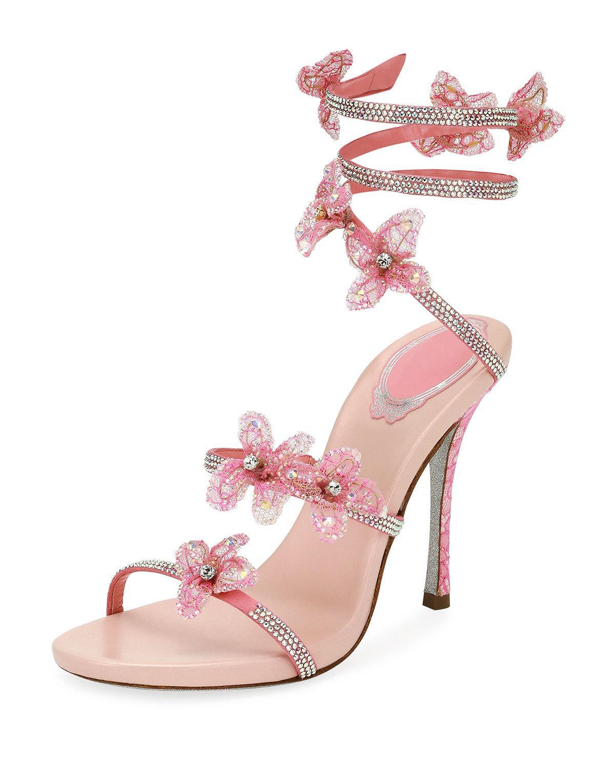 pink flower heels
