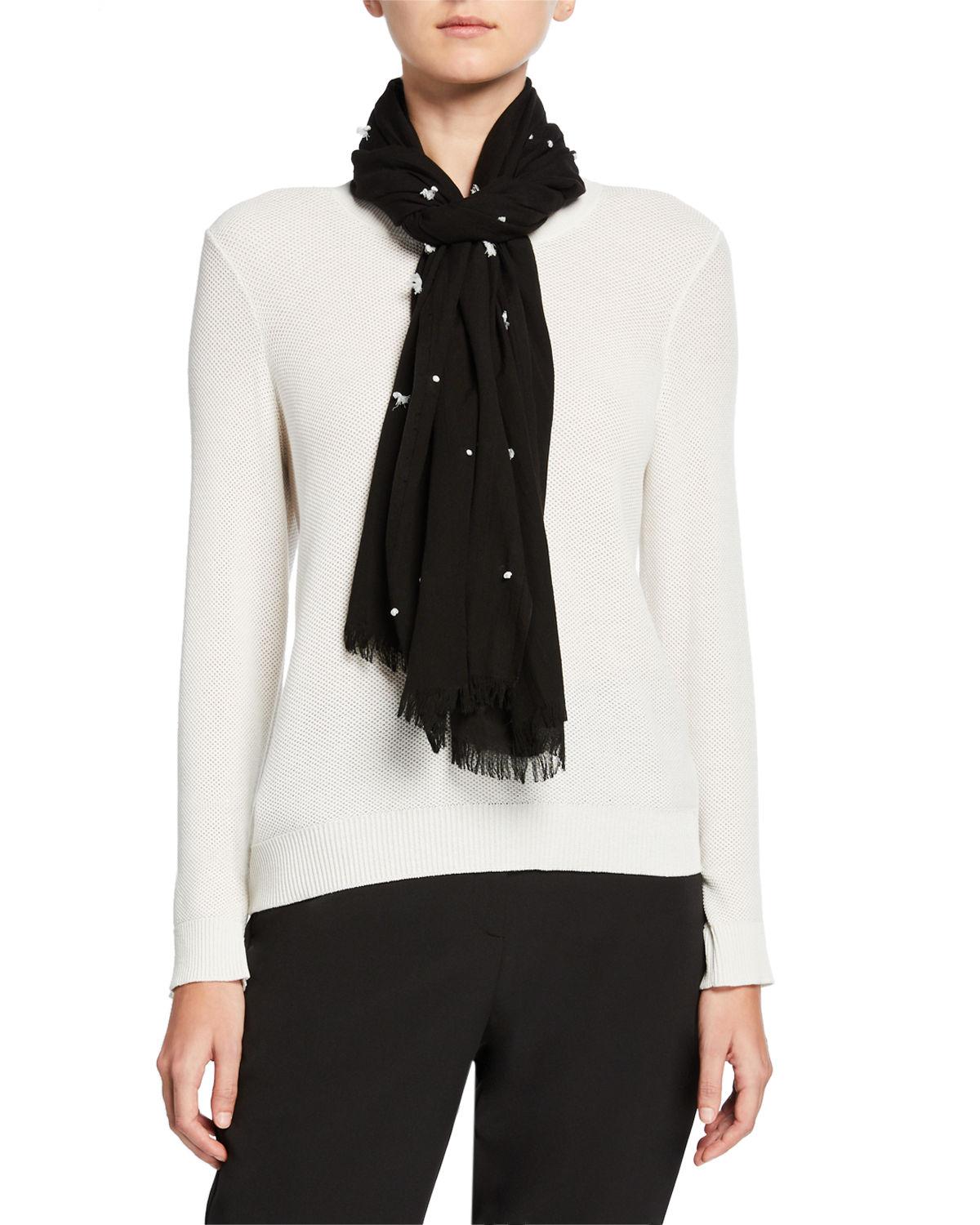 Eileen Fisher Cotton Dots Wrap Scarf in Black - Lyst