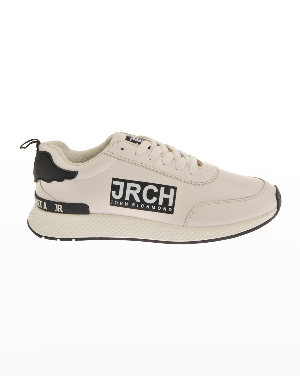 John Richmond Logo Leather Low-top Sneakers in White for Men | Lyst