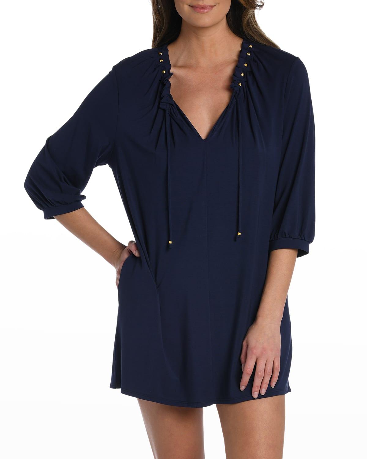 La Blanca Beaded Mini Dress in Blue Lyst
