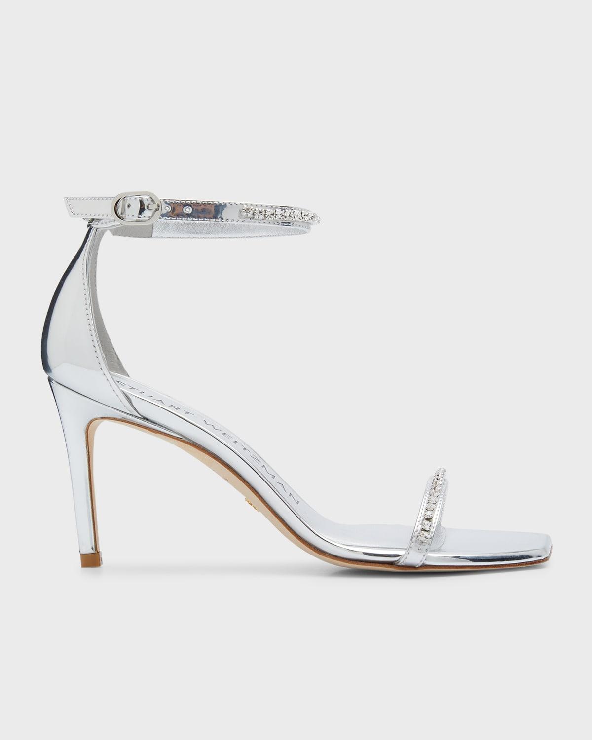 Stuart Weitzman Nudistcurve Glam Metallic Crystal Ankle-strap Sandals ...