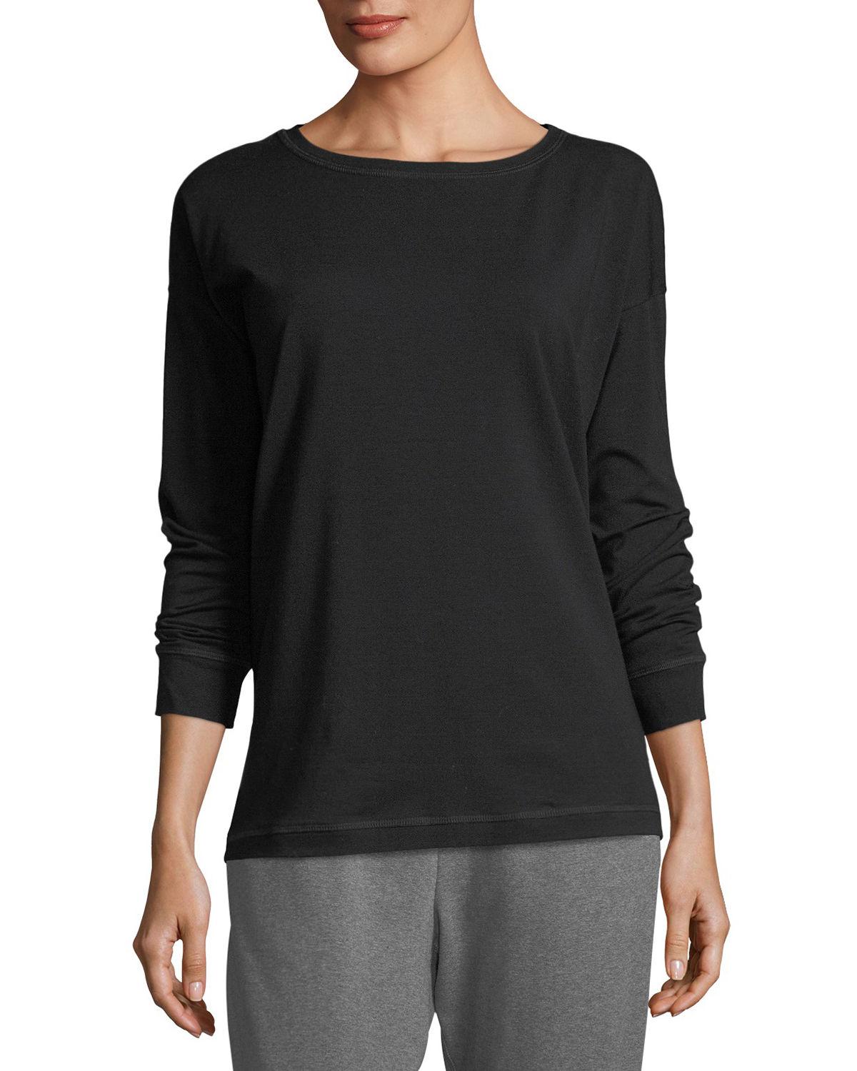 Eileen Fisher Stretch Jersey Sweatshirt Top Plus Size in Black - Lyst