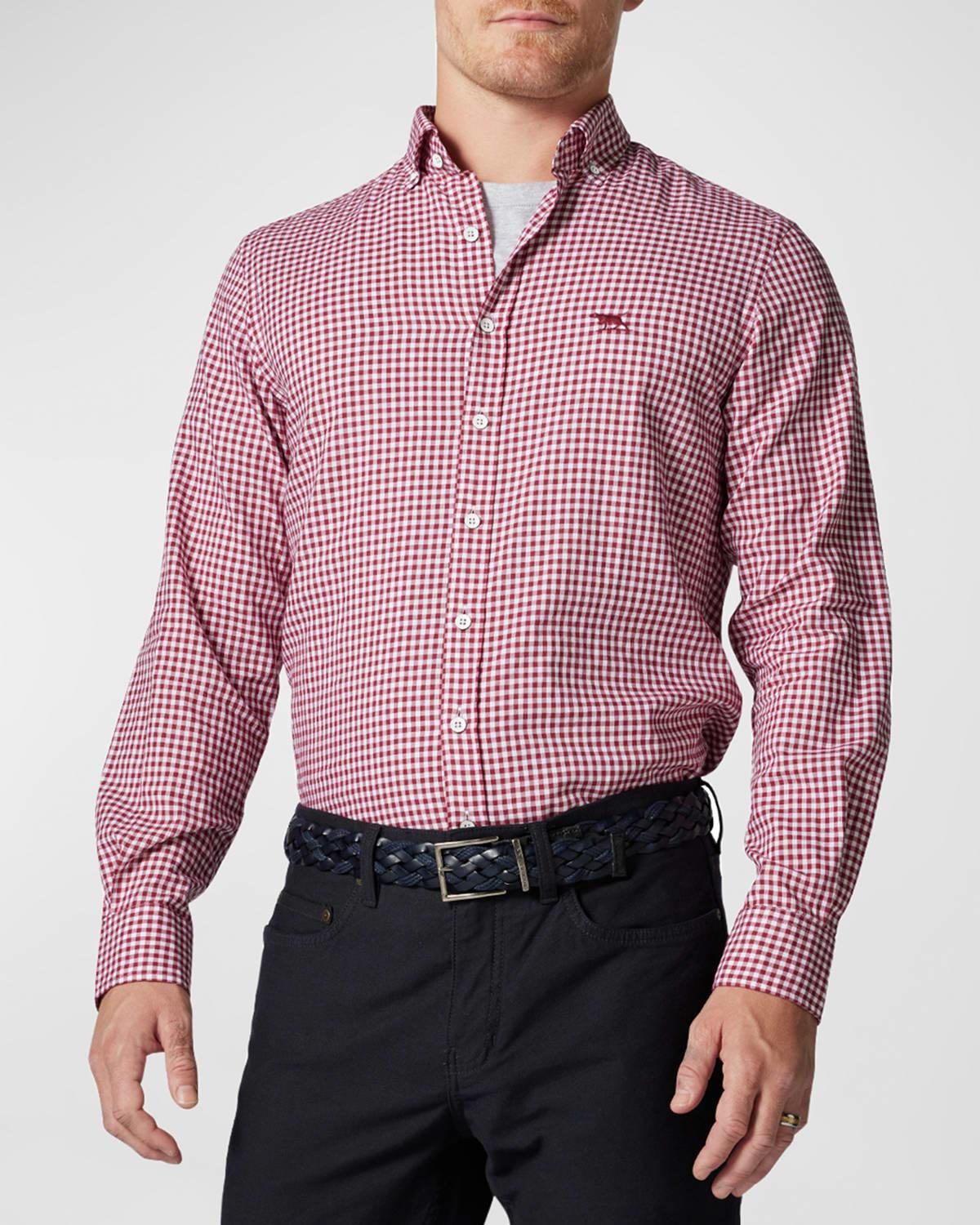 Rodd Gunn Oxford Gingham Check Sport Shirt in Red for Men Lyst