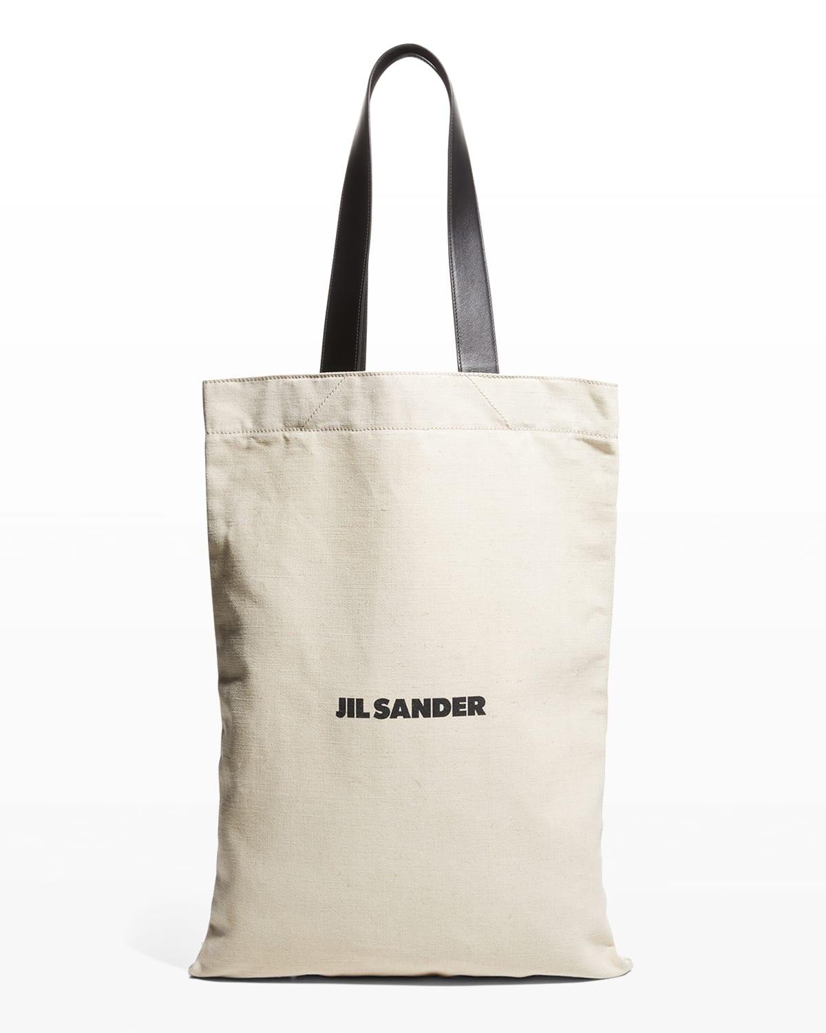 Jil Sander Grande Logo Flat Shopper Tote Bag in Natural | Lyst