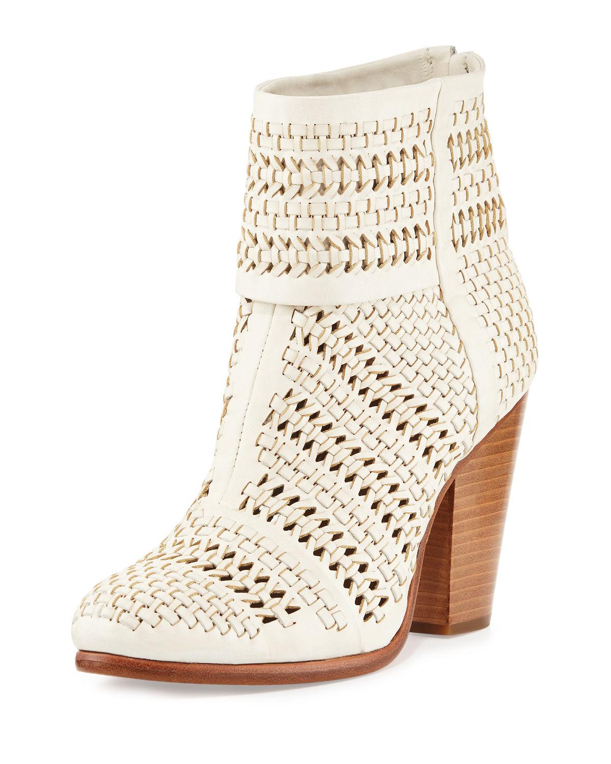 white woven booties