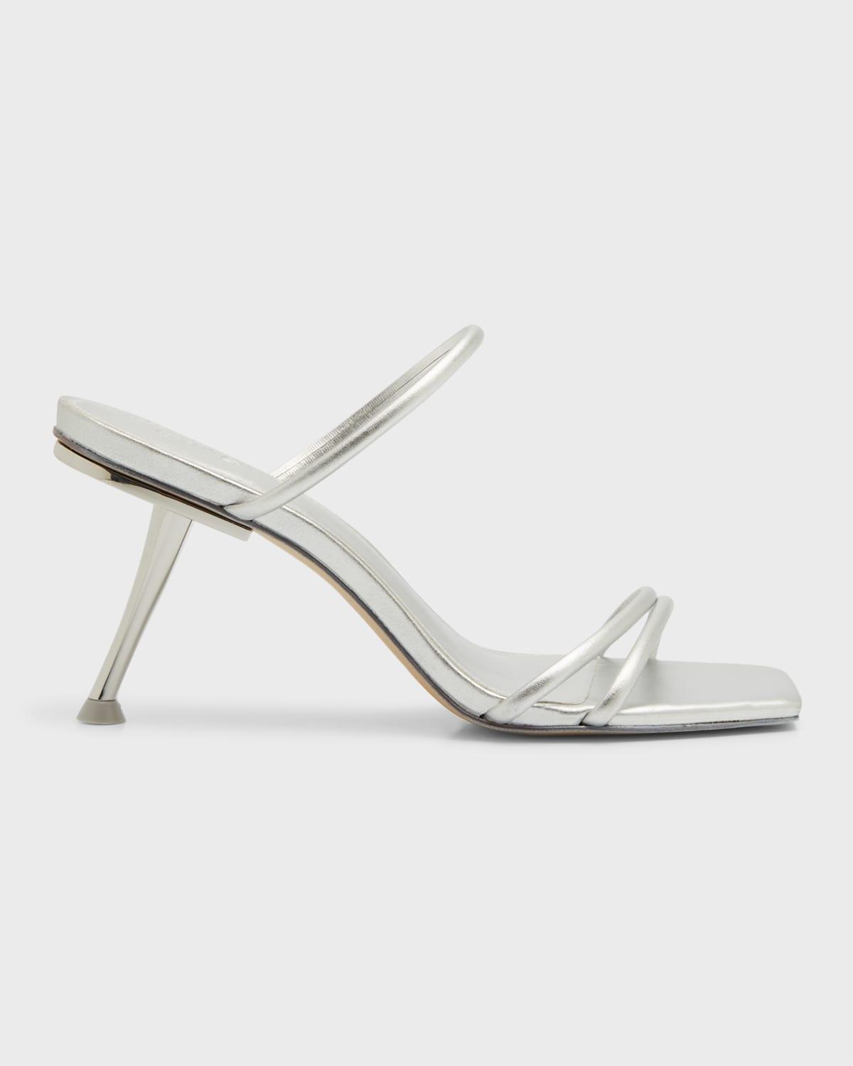 Cult Gaia Lydia Metallic Leather Sculptural-heel Sandals in White | Lyst