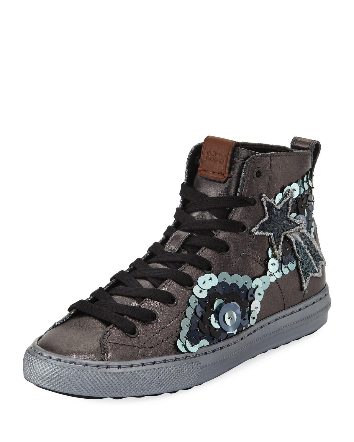 high top button up sneaker coach