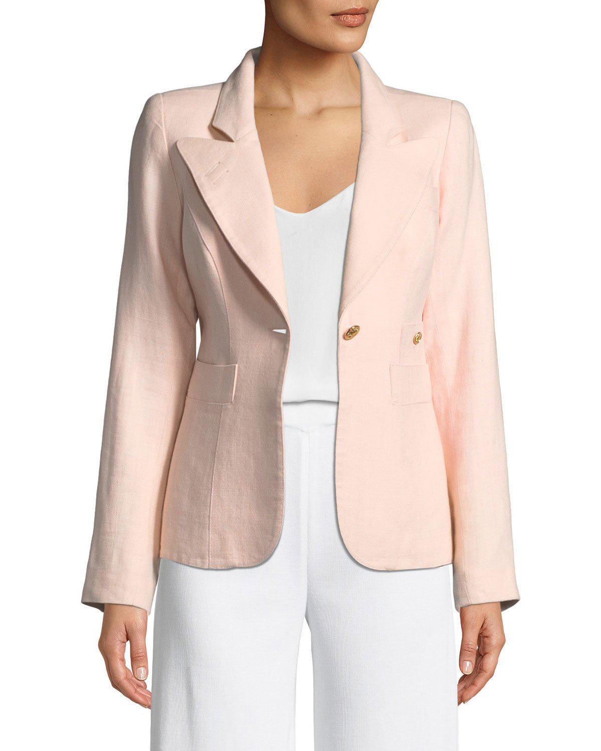 Smythe Duchess One-button Linen Blazer in Light Pink (Pink) - Lyst