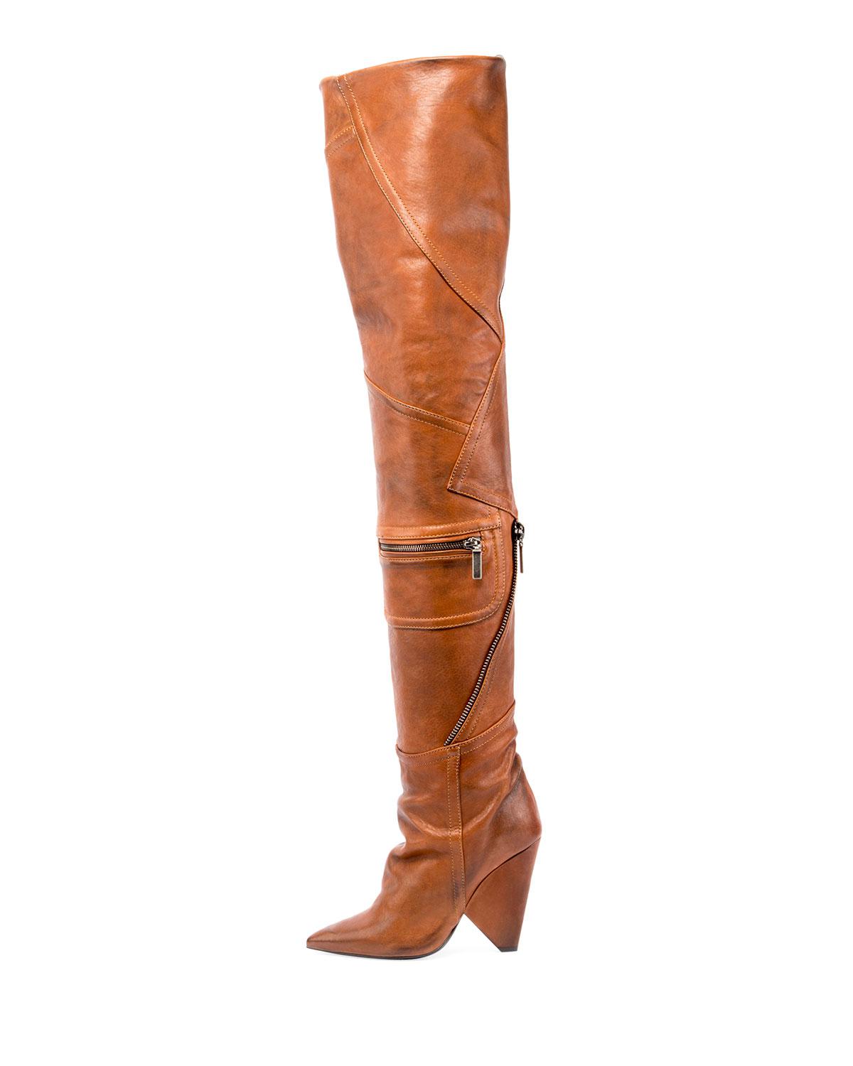 tan leather over the knee boots