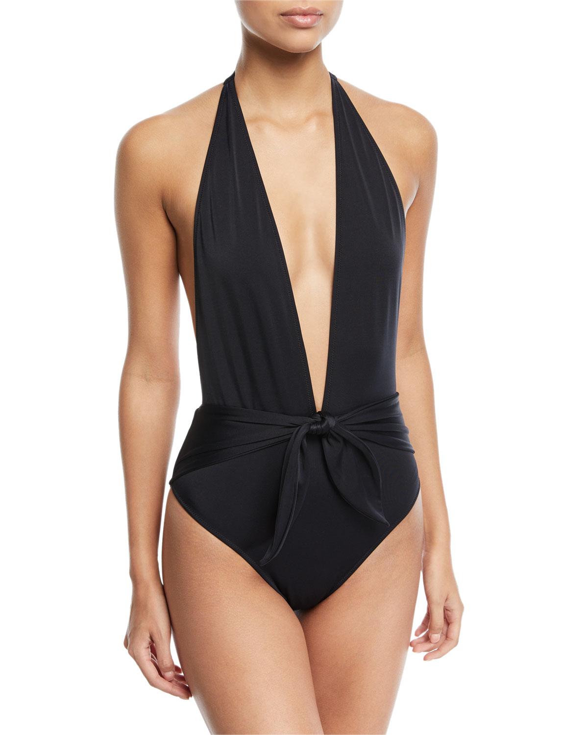 one piece swimsuit with tie waist