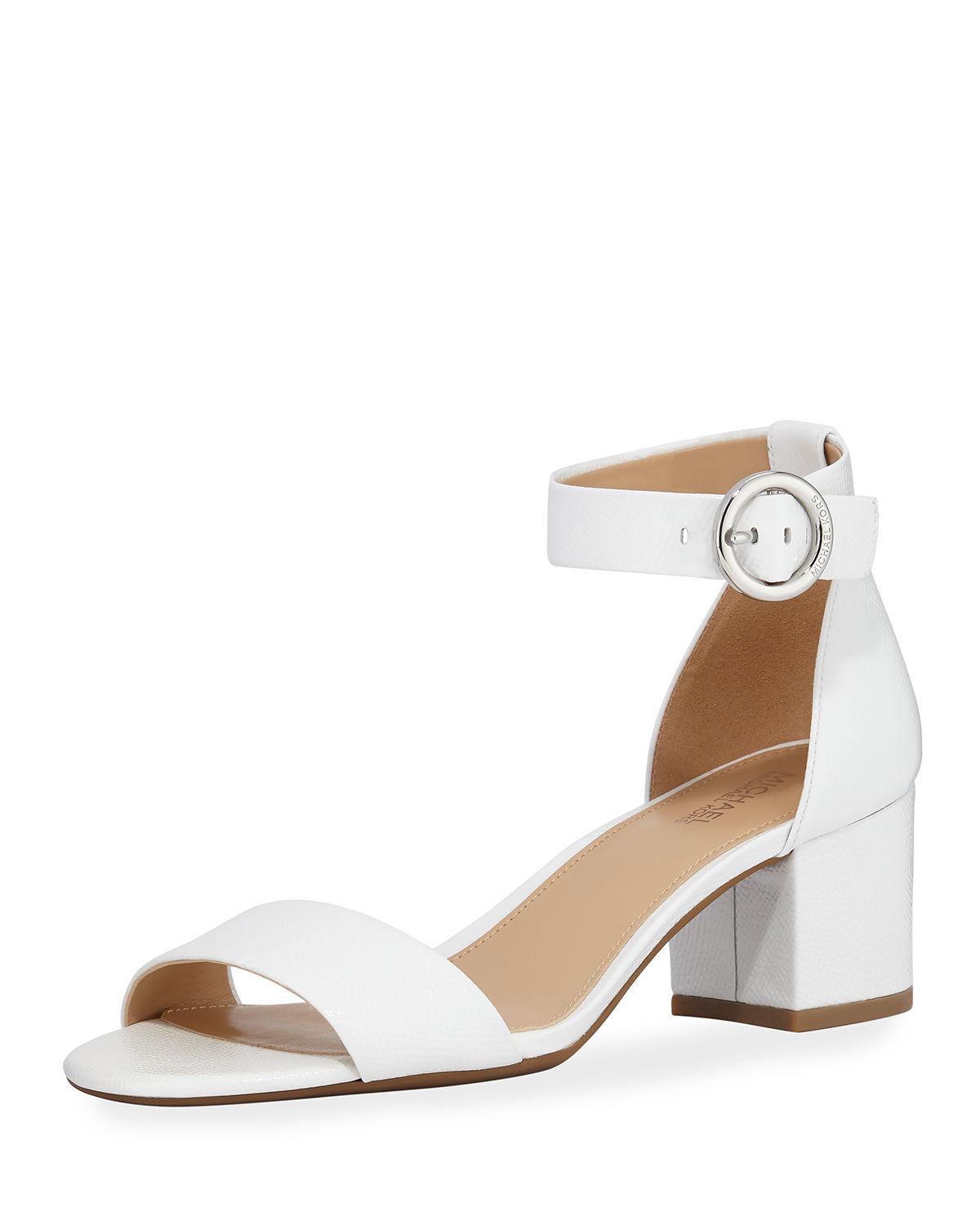 michael michael kors lena flex mid leather ankle strap sandals