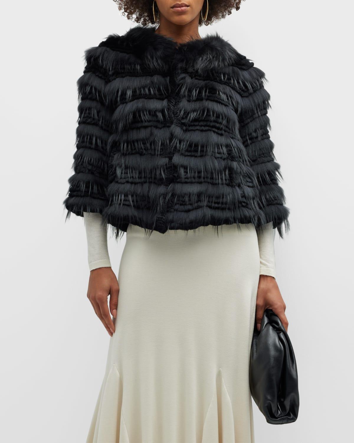 Kelli Kouri Rabbit Fur Jacket in Black | Lyst