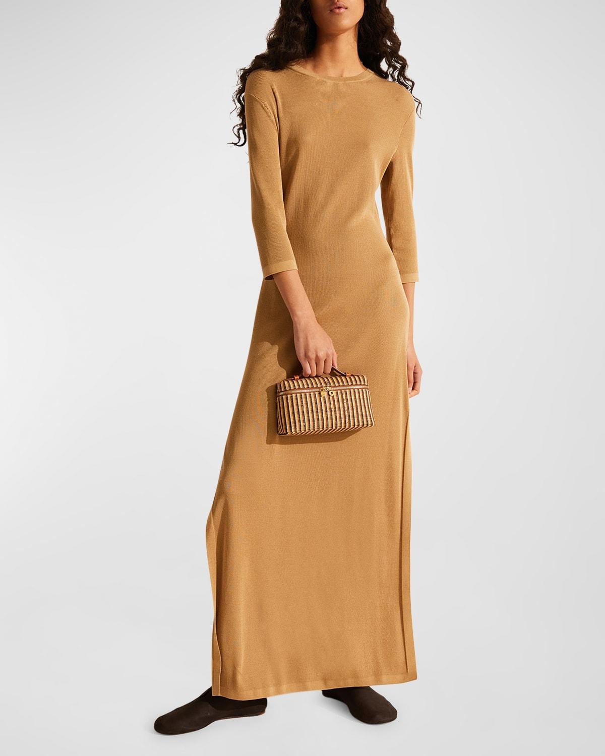 Loro Piana Knit Maxi Dress With Crochet Back in Natural Lyst