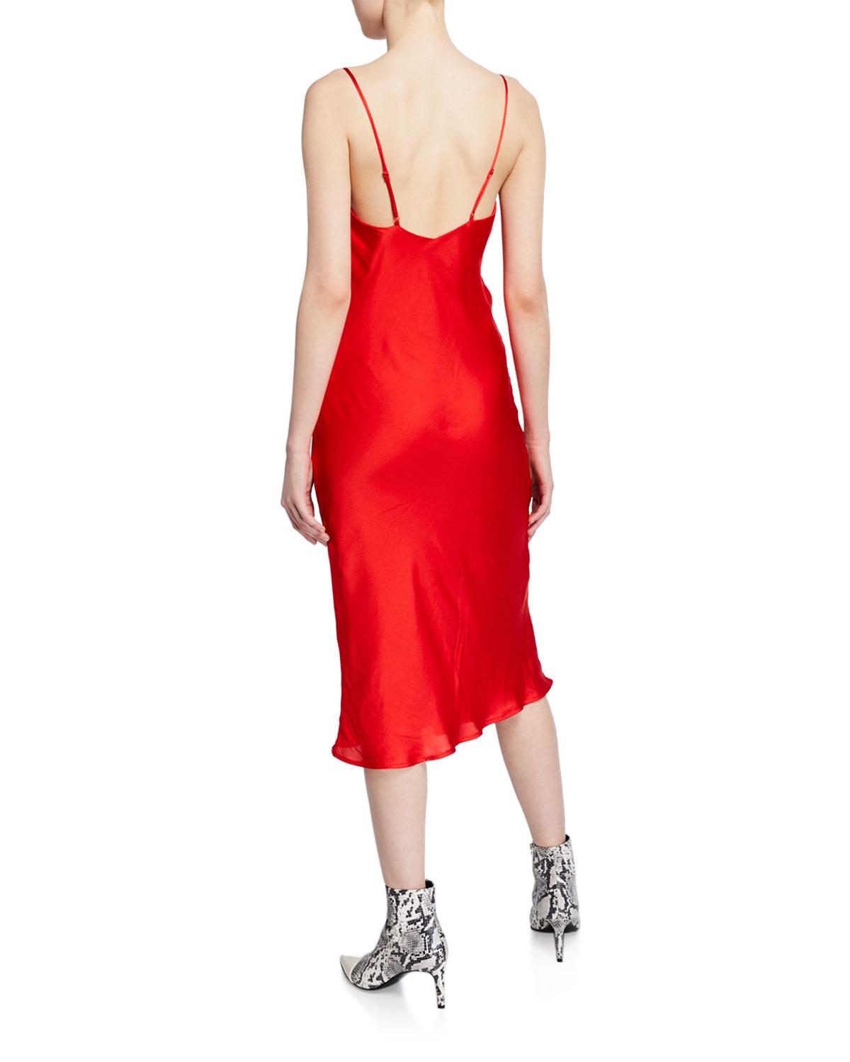 Bardot Cowlneck Spaghettistrap Satin Slip Dress in Red Lyst