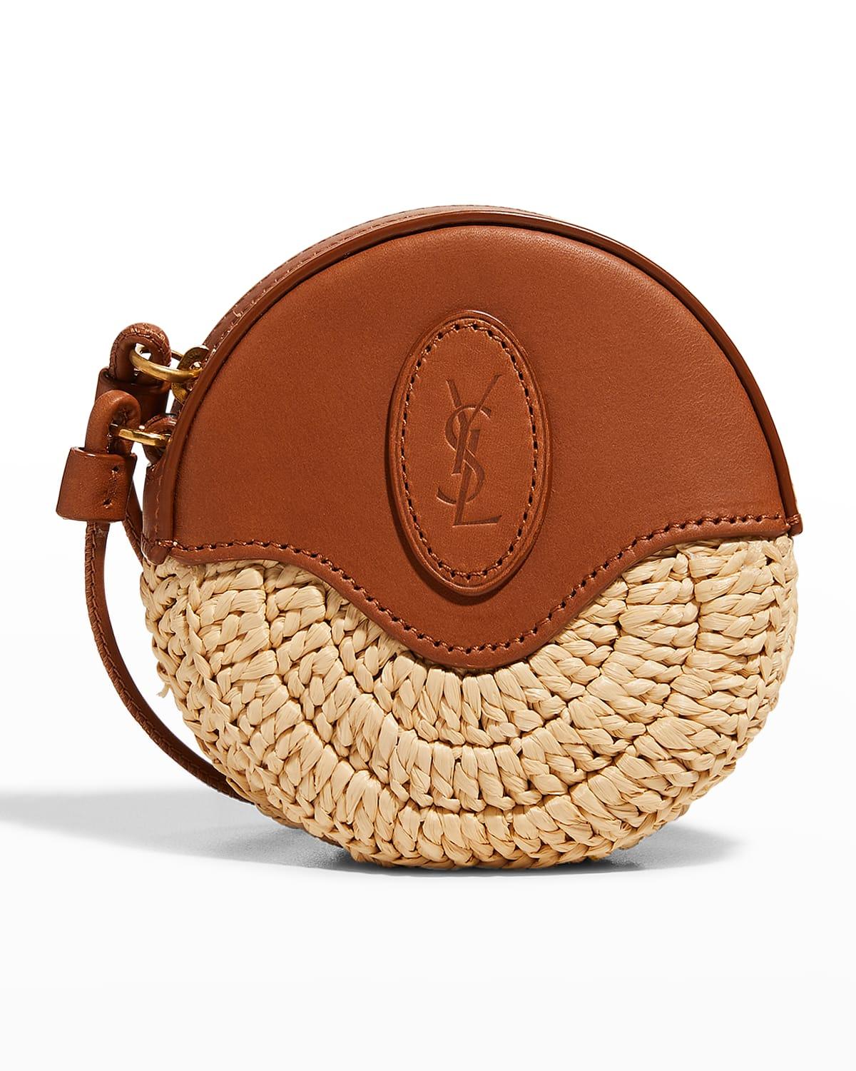 Saint Laurent Ysl Round Crochet Raffia Crossbody Bag in Brown Lyst