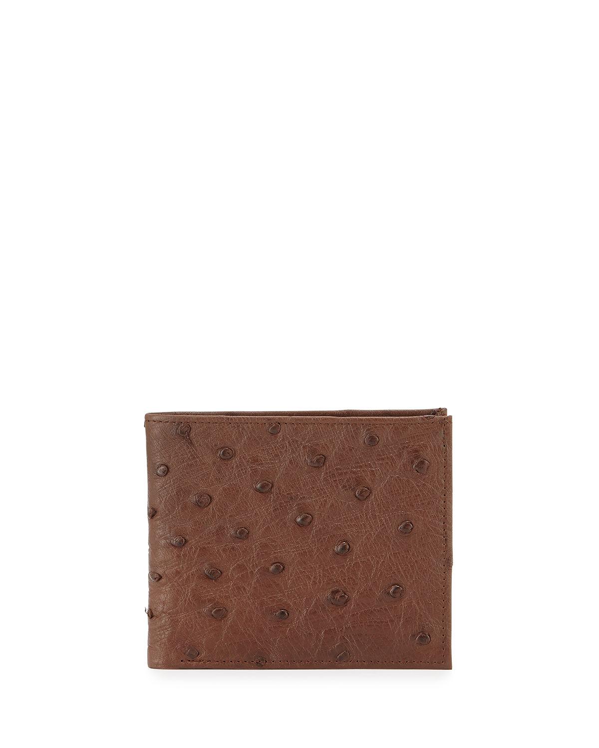Neiman Marcus Ostrich Bi-fold Wallet in Brown for Men - Lyst