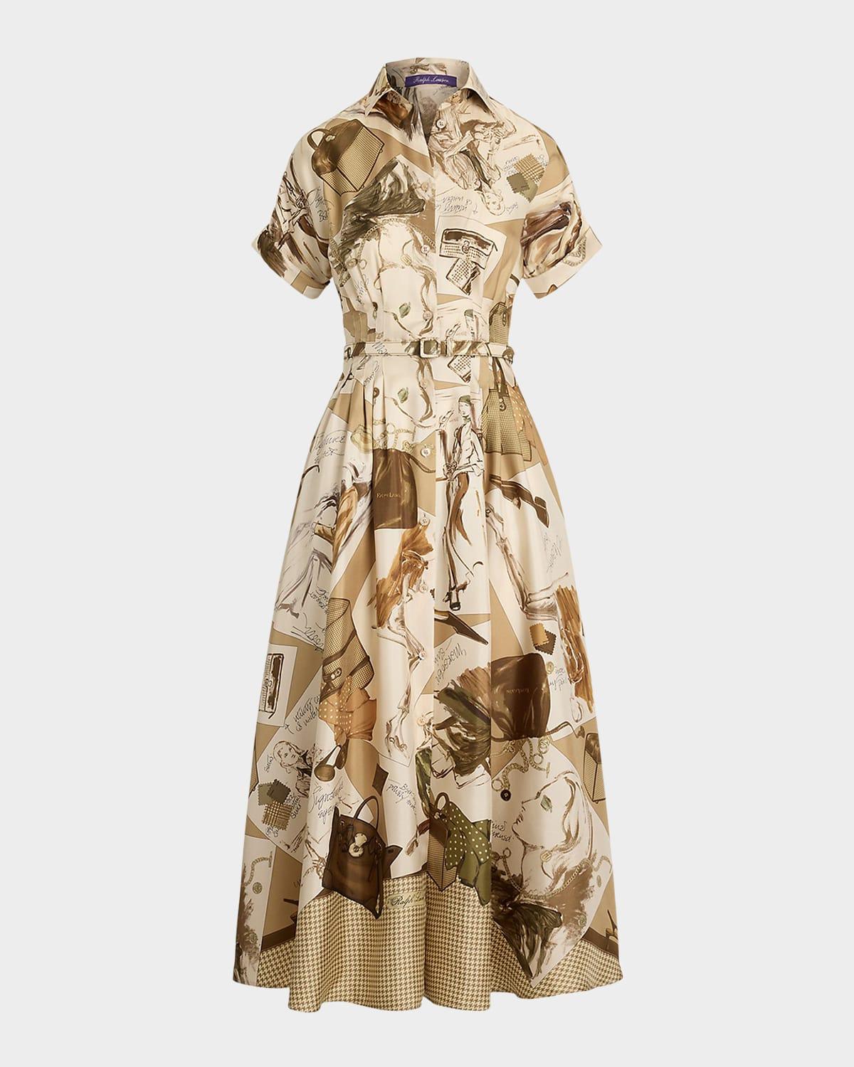 オールインワン・サロペット Lauren Ralph Lauren Hakan Short Sleeve Day Dress Lauren Ralph Lauren Women's Print Belted Georgette Puff