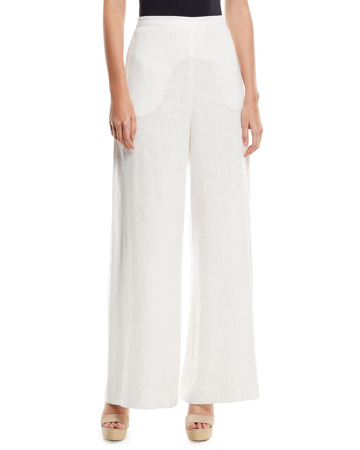 high waist wide leg linen pants