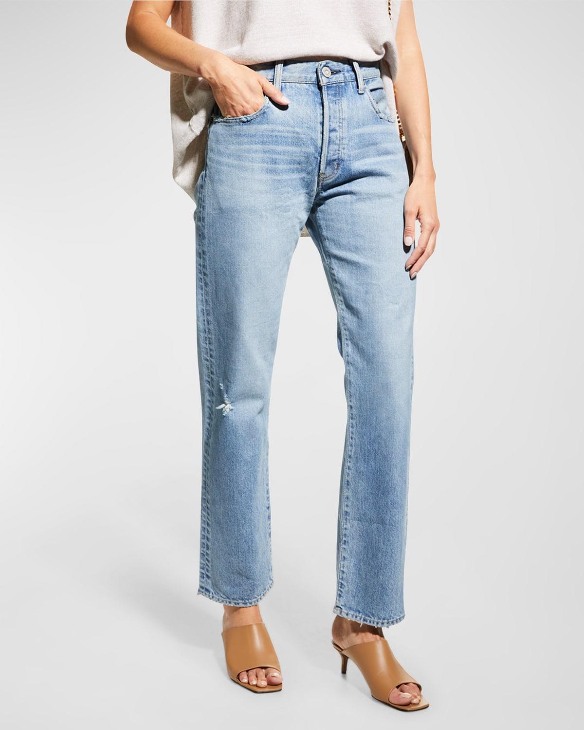 Moussy Gibraltar Straight-leg Faded Jeans in Blue | Lyst