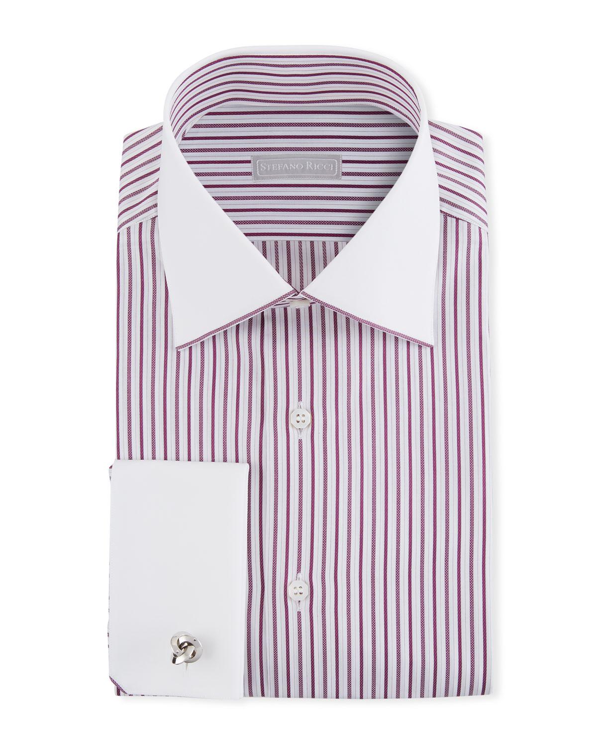 Stefano Ricci Cotton Men's Contrast Collar/cuff Striped Dress Shirt in ...