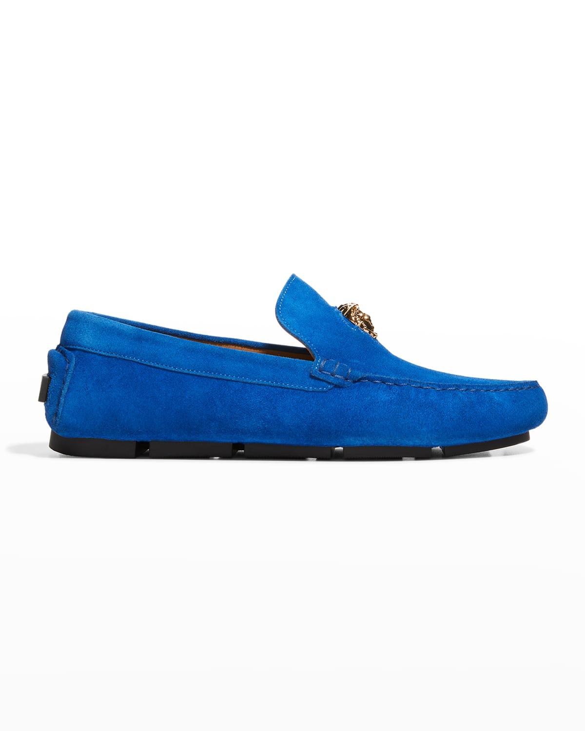 Versace Medusa Head Suede Drivers in Blue for Men | Lyst