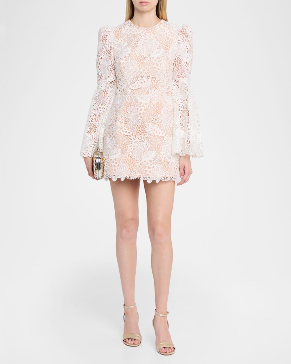 fitted lace wedding dress Avery Sequin Mini Dress in White by HELSI main image 0