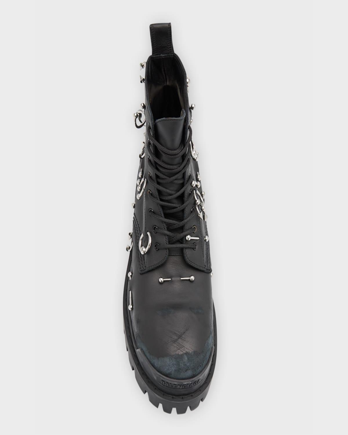 Balenciaga Strike Pierced Leather Boots in Black for Men | Lyst Balenciaga Strike Pierced Leather Boots in Black for Men | Lyst