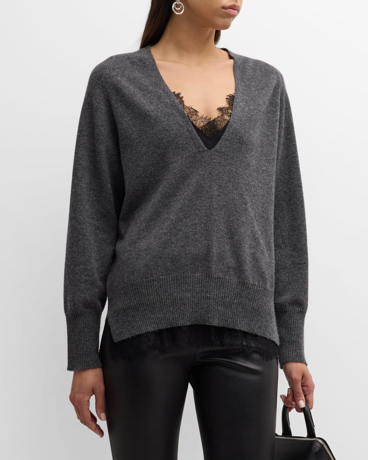 Brochu Walker Lace-trim Layered Pullover in Gray | Lyst