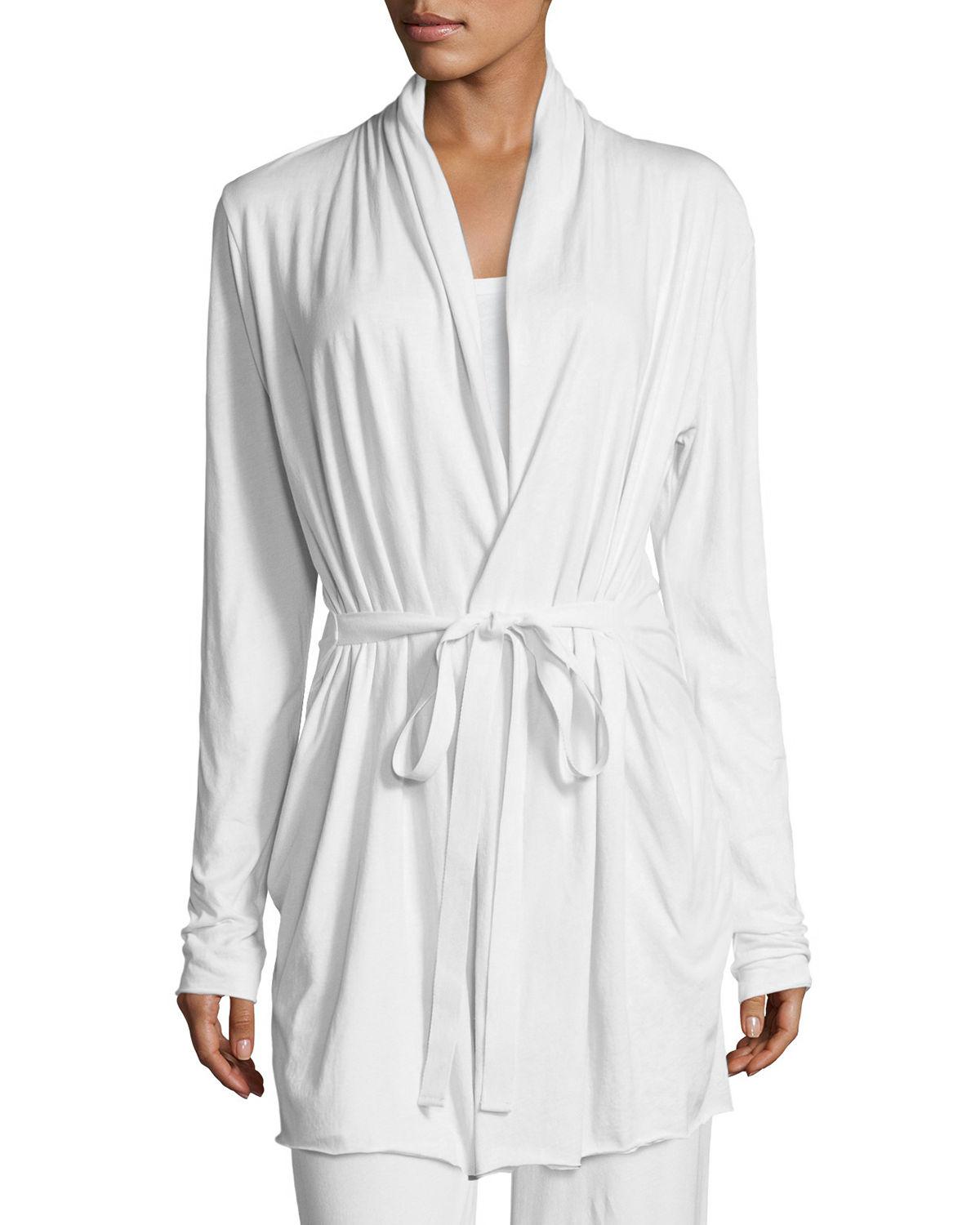 Skin Short Pima Cotton Wrap Robe in White Lyst