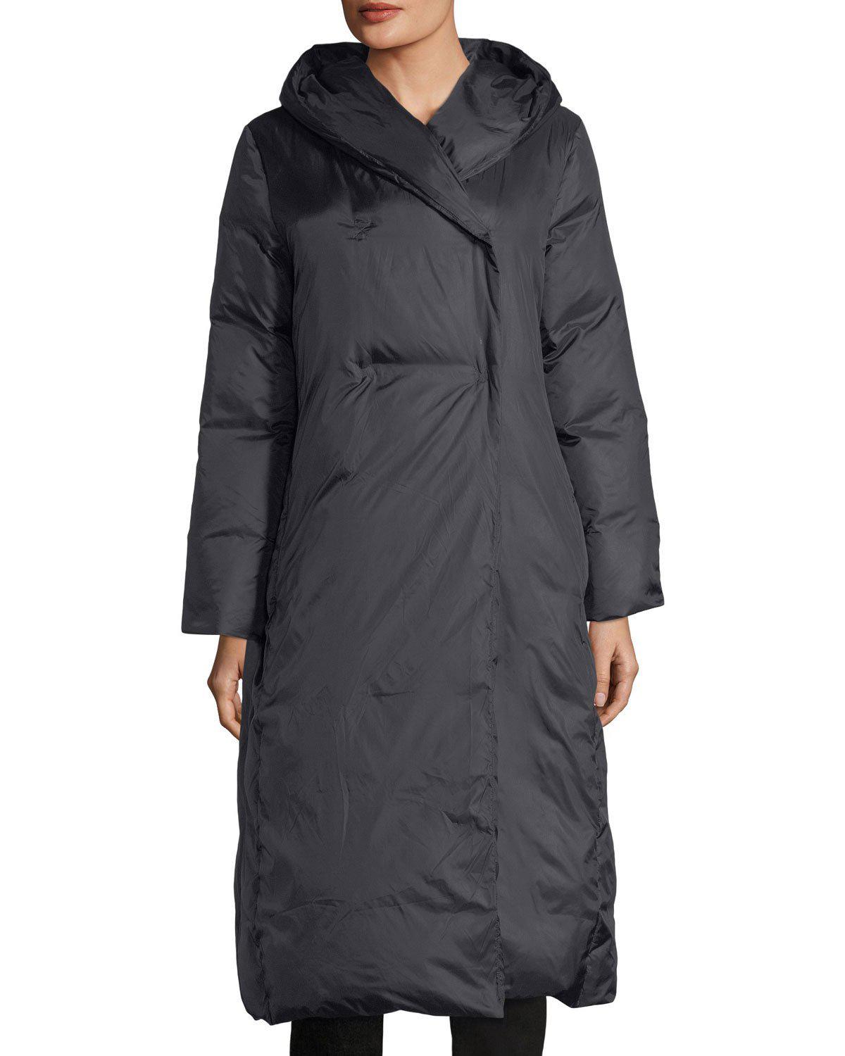 eileen fisher hooded quilted coat