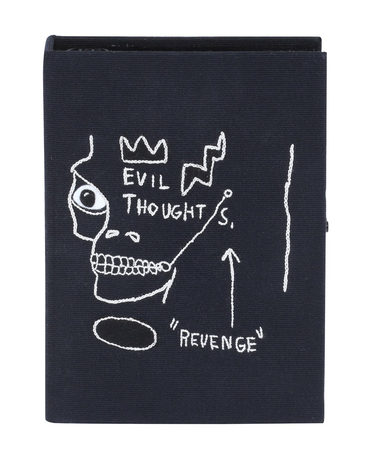 Black Le Comete embroidered book clutch bag