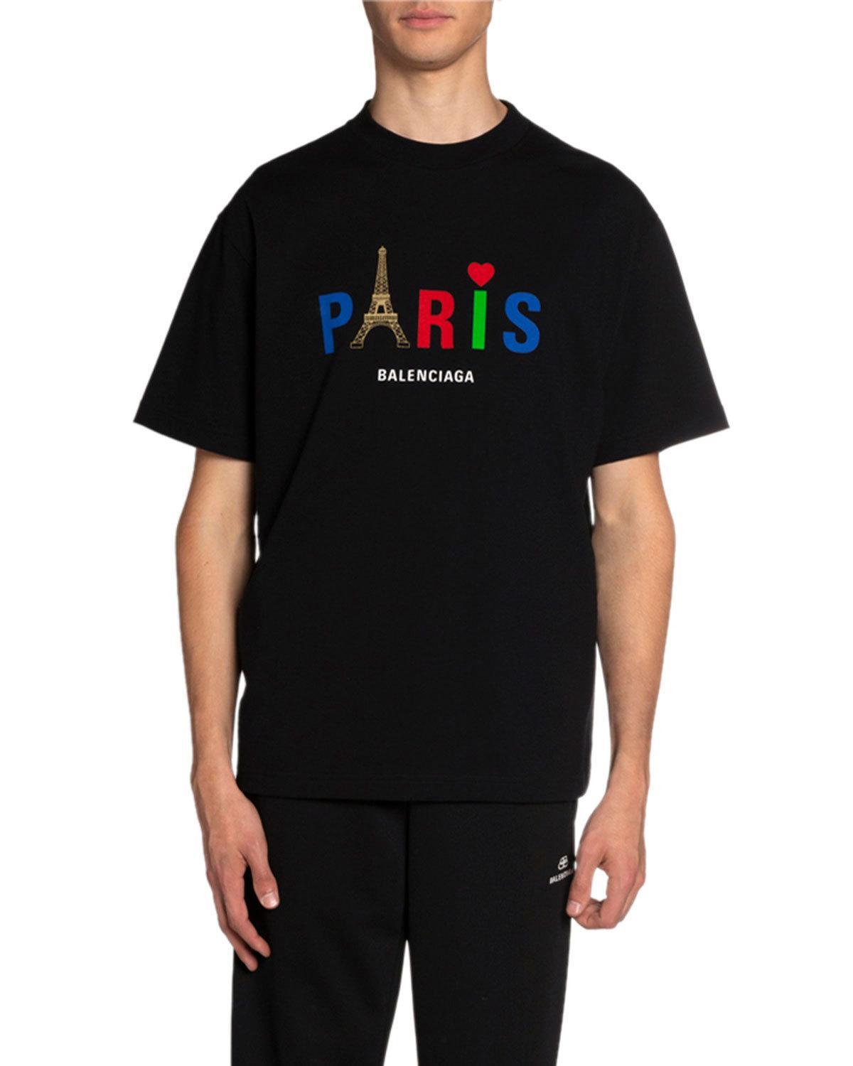 Balenciaga Men's Paris Love Vintage Jersey T-shirt in Black for Men | Lyst