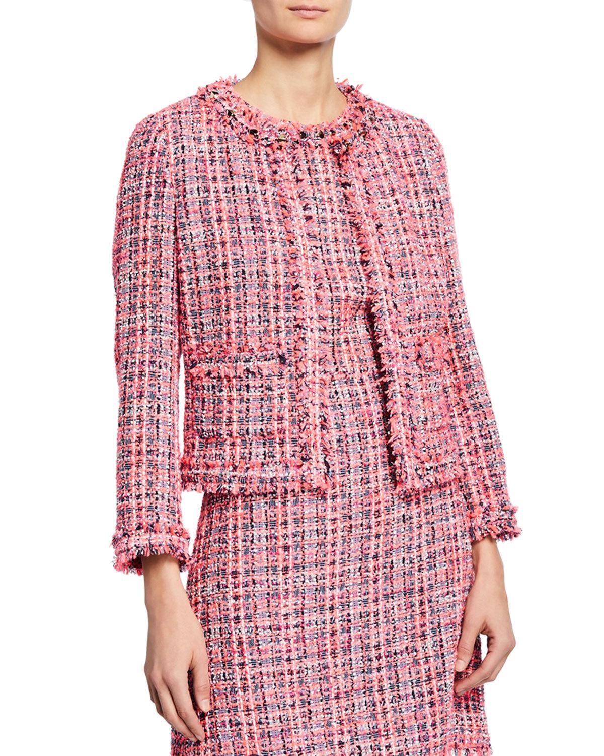 Kate Spade Multi Tweed Openfront Jacket in Pink Pattern (Pink) Lyst