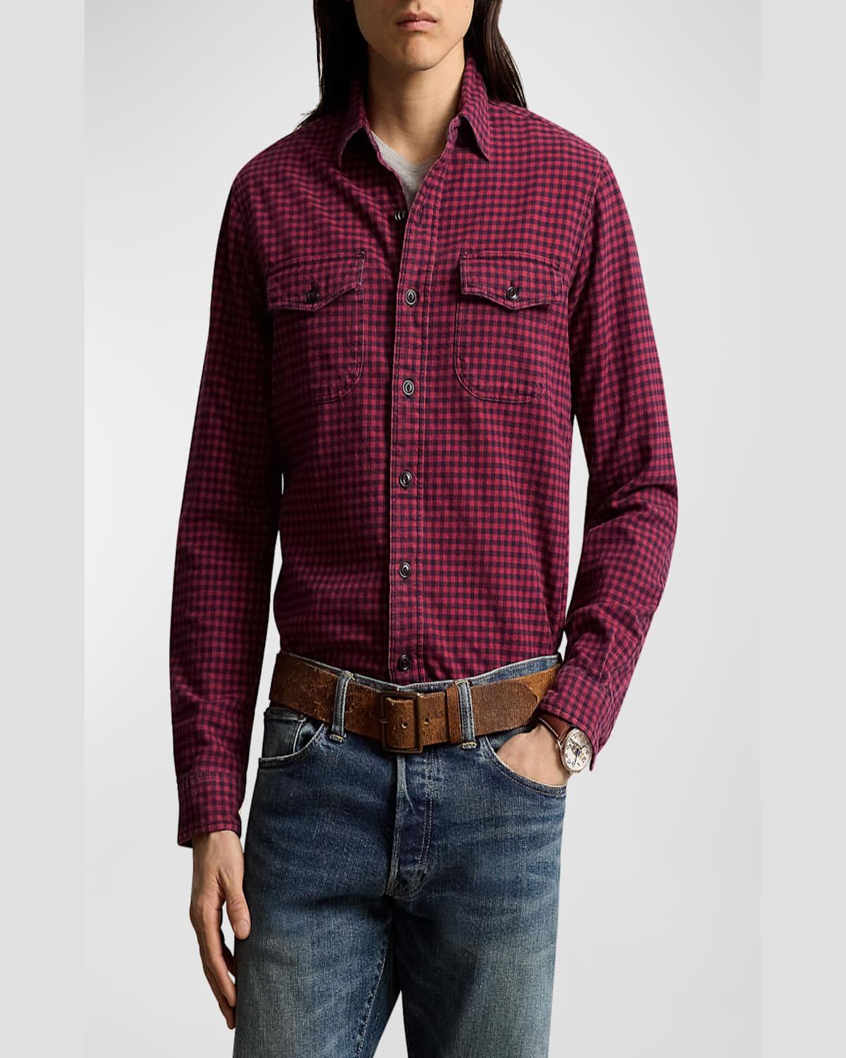 Long sleeve polo checkered shop red