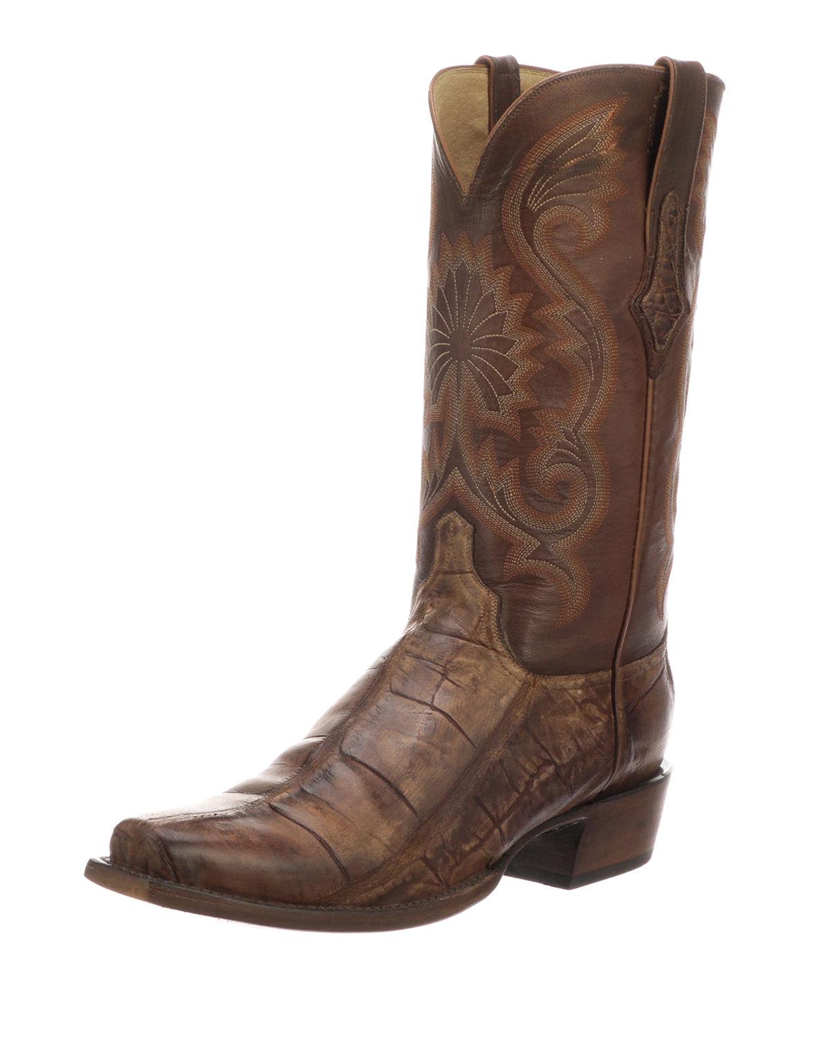 Lucchese Men's Rio Gator Leather Western Cowboy Boots (made To Order) in Dark Brown (Brown) for