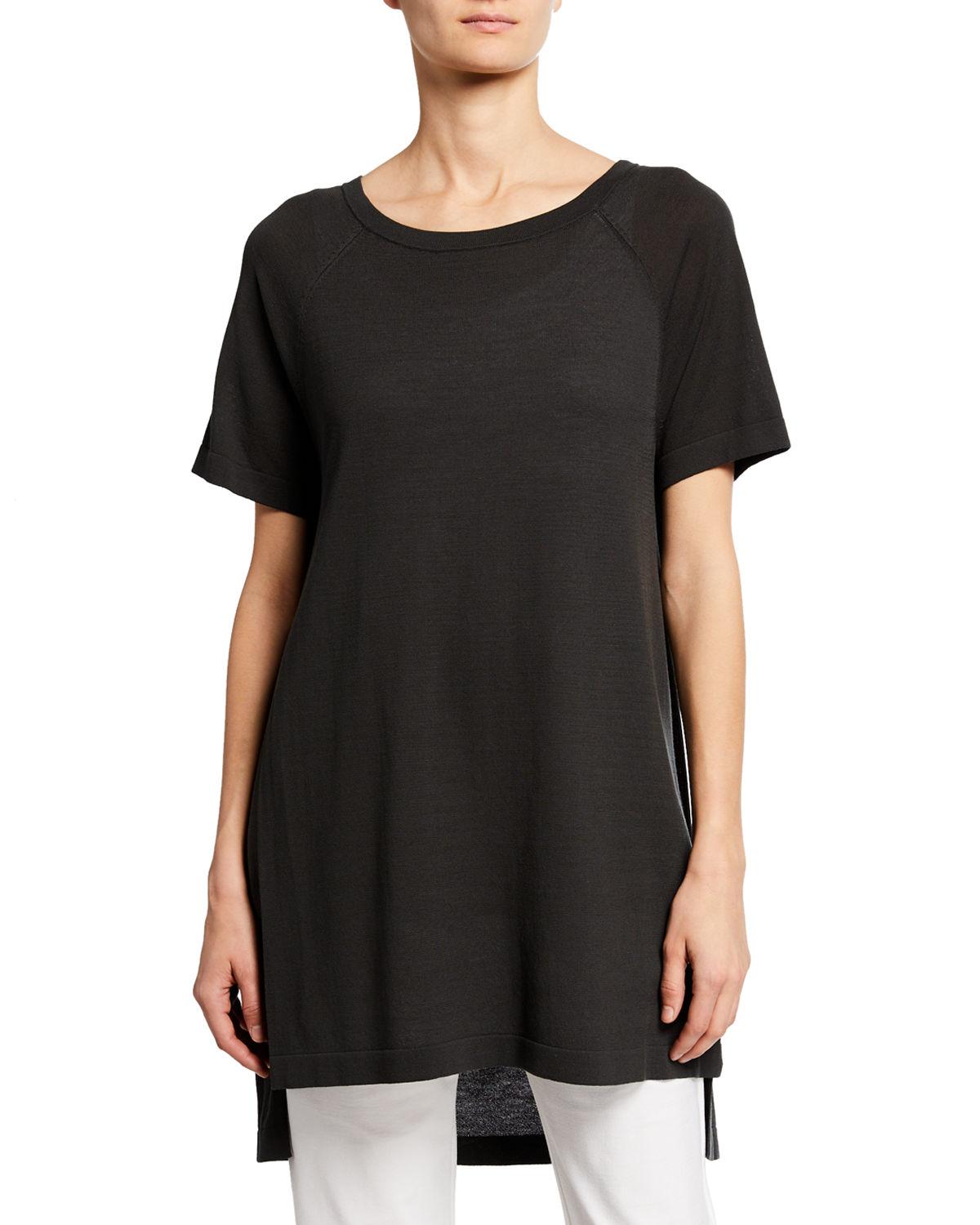 Eileen Fisher Synthetic Petite Scoop-neck Short-sleeve Tunic in ...