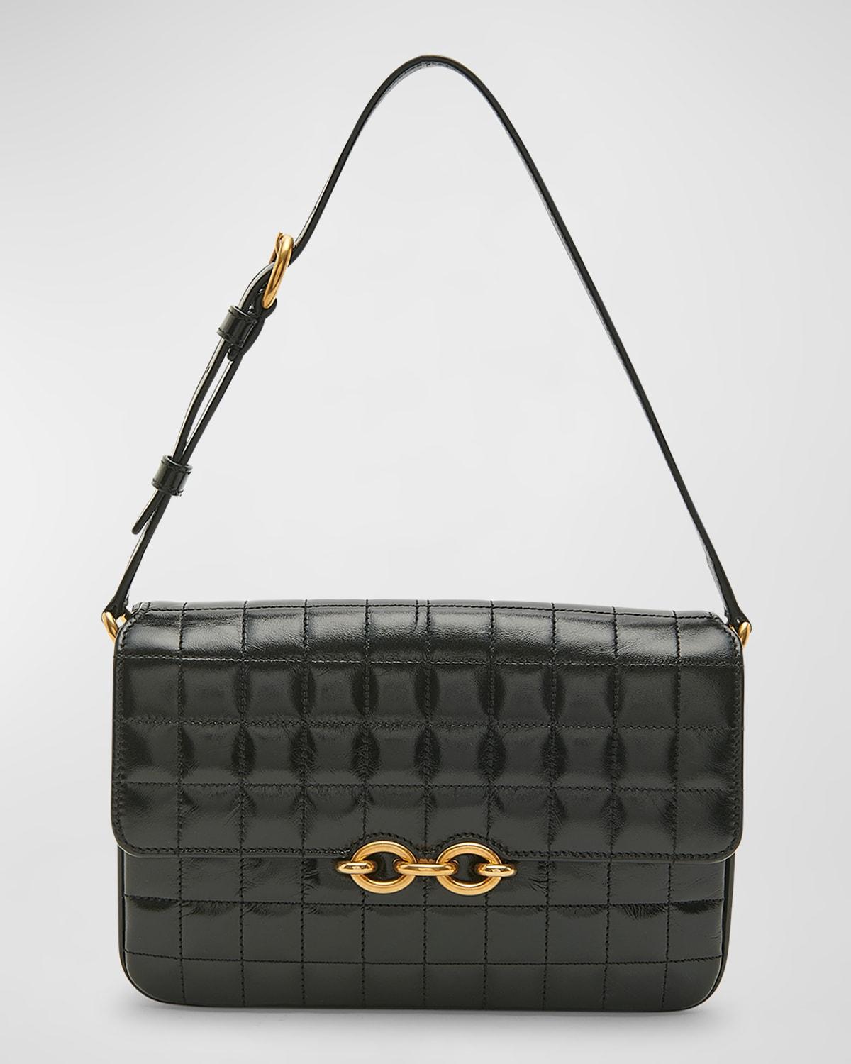 Saint Laurent Le Maillon Quilted Leather Shoulder Bag in Black | Lyst