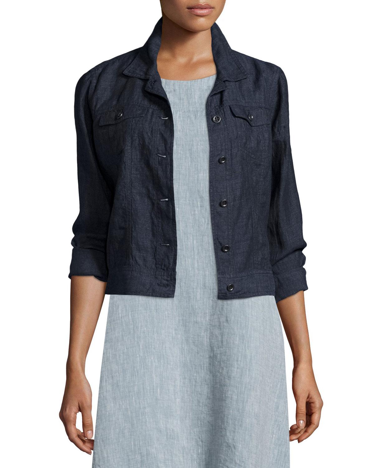 FieerWomen College Style Long Sleeve Holes Silm Fit Jean Coat