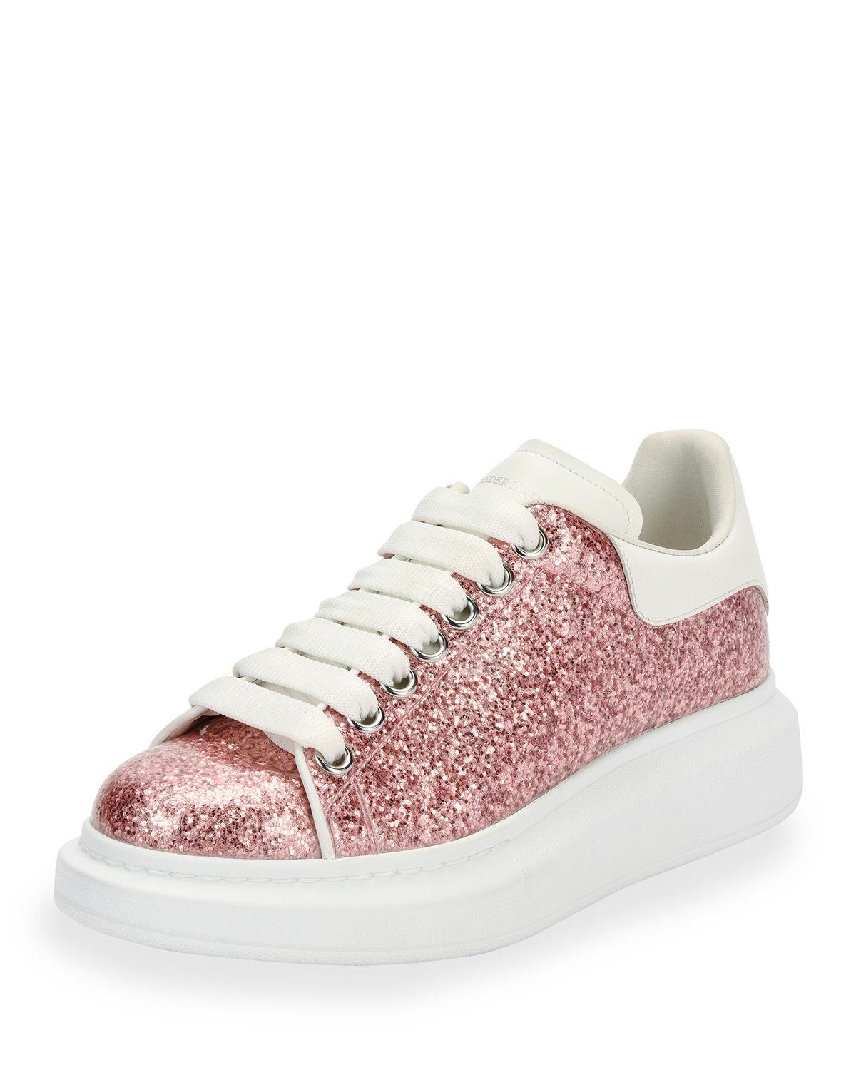 Alexander McQueen Rubber Glitter Lace-up Platform Sneakers in Pink ...
