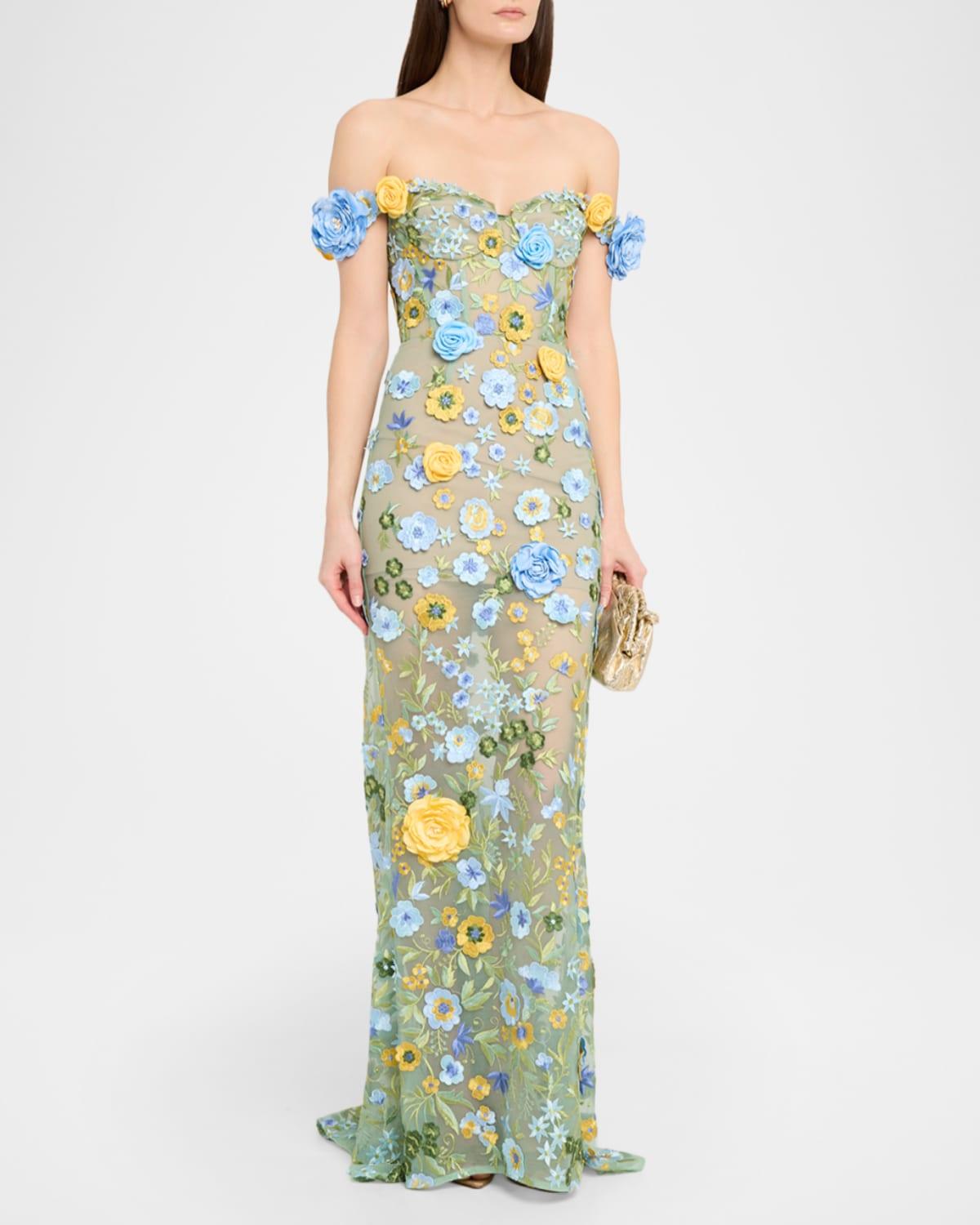 plus size wrap dress Bronte Blue Poppy Gown by Bronx and Banco – The Fitzroy main image 1