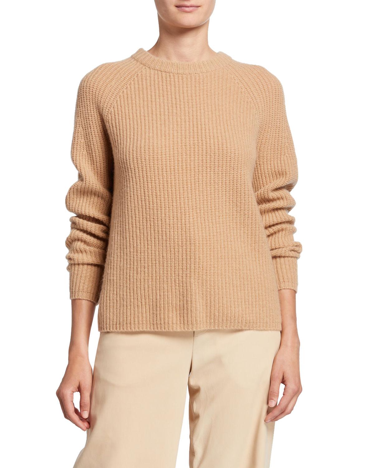 Vince Shaker Rib Cashmere Sweater in Brown - Lyst