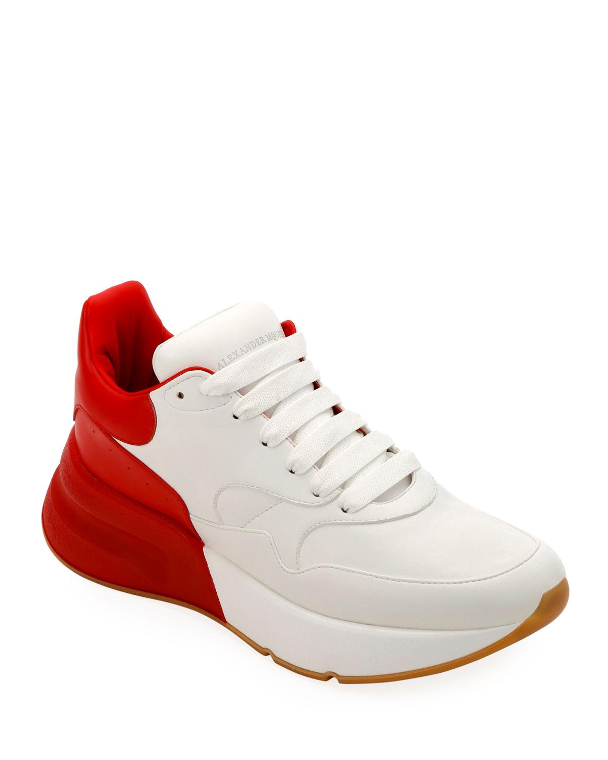Alexander McQueen Men&#39;s Oversized Leather Runner Sneaker in White/Red (White) for Men - Lyst