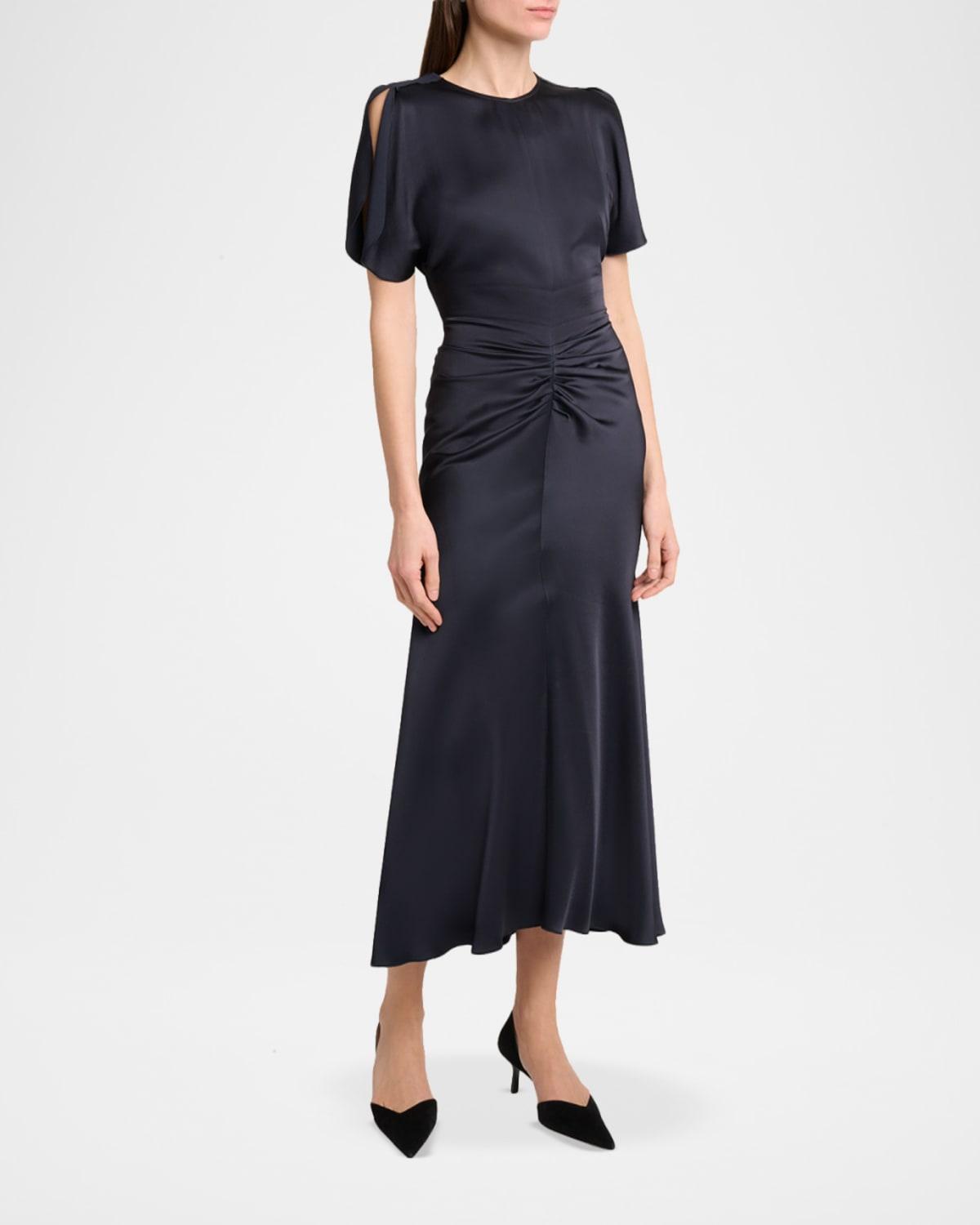 high neck pleated belted midi dress by victoria beckham Designer Victoria Beckham High Neck Pleated Belted Midi Dresses for Women -  Up to 78% off