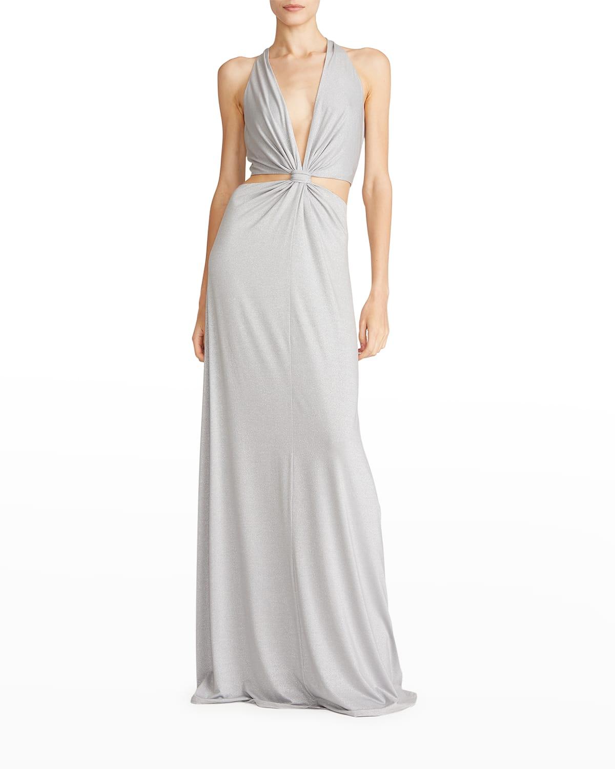 Halston Rose Shimmer Jersey Cutout Gown in White Lyst