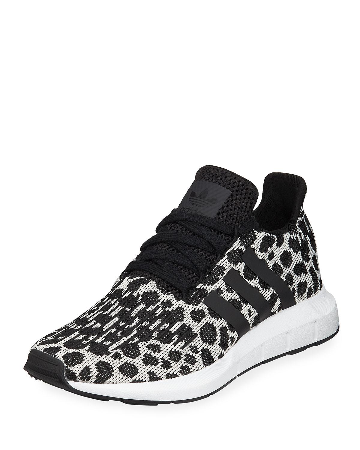 adidas swift run black & white womens shoes leopard