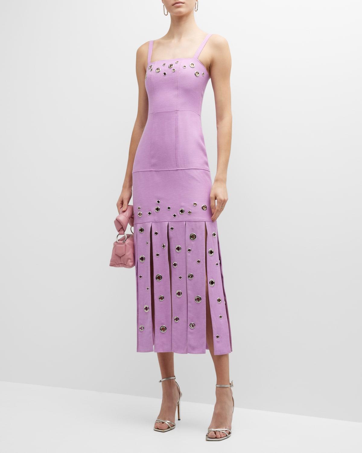 Alexis Stasia Grommet-embellished Midi Dress in Purple | Lyst