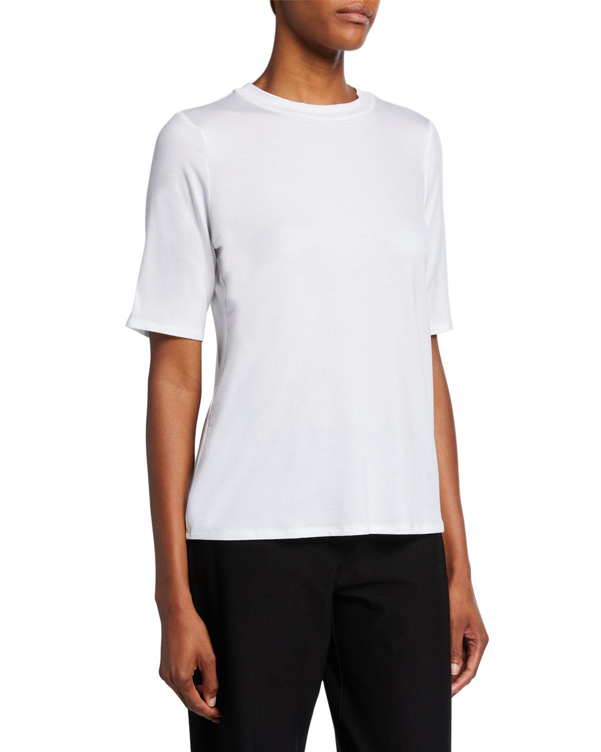 Download Eileen Fisher Synthetic Mock-neck Elbow-sleeve Jersey Top ...